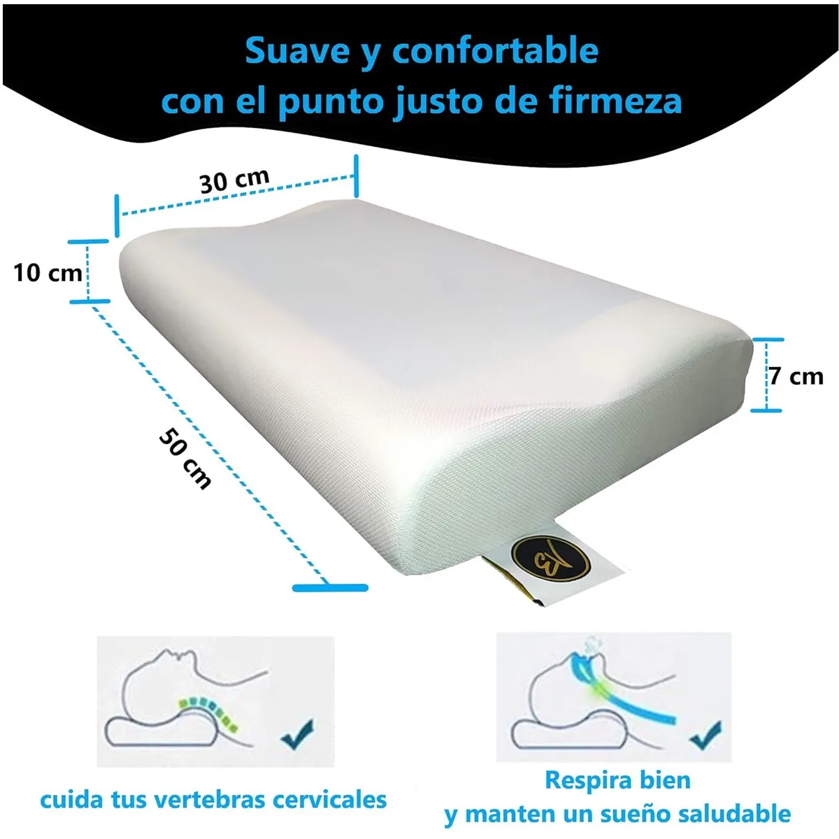 ONE PIXEL - Set 2 Almohadas Ortopedica Memory Foam Gel Activo Fresco Funda