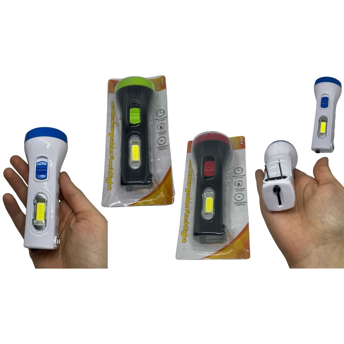 MAZUGI - Linterna Mano Led Recargable A Toma + 12 horas durabilidad