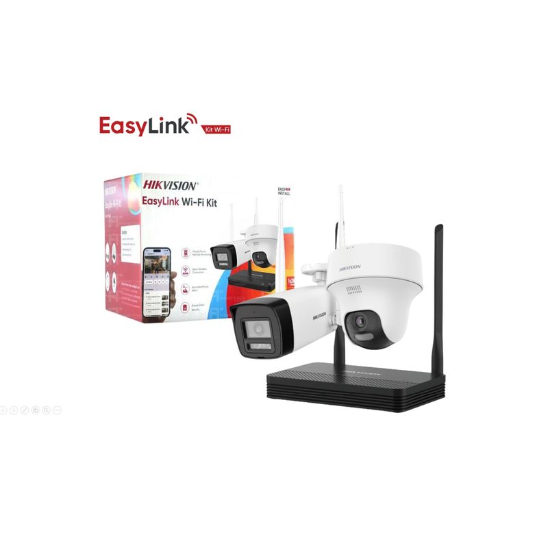 HIKVISION - Kit cámaras Hikvision Easy Link Wi-Fi 2 MP (Cámara Bala y Cámara Torreta) NKS422W02H