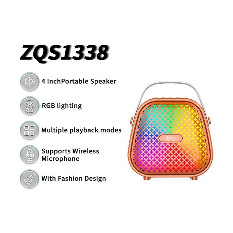 GENERICO - Parlante Inalámbrico Bluetooth Con Micrófono Rgb Zqs1338 Naranja