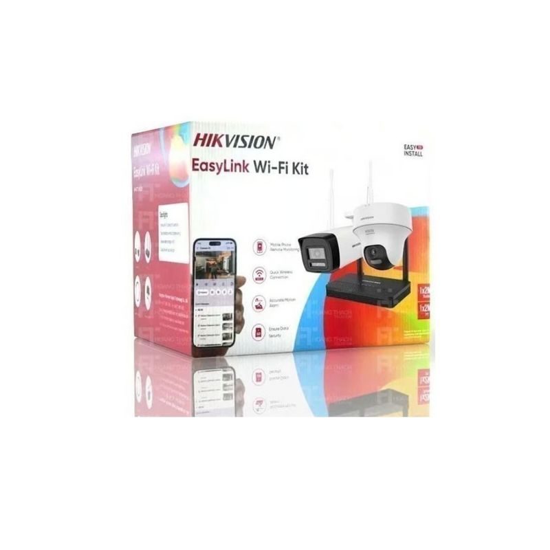HIKVISION - Kit Cámaras Hikvision Easy Link Wi-Fi 4 MP (Cámara Bala y Cámara Torreta) NKS424W02H