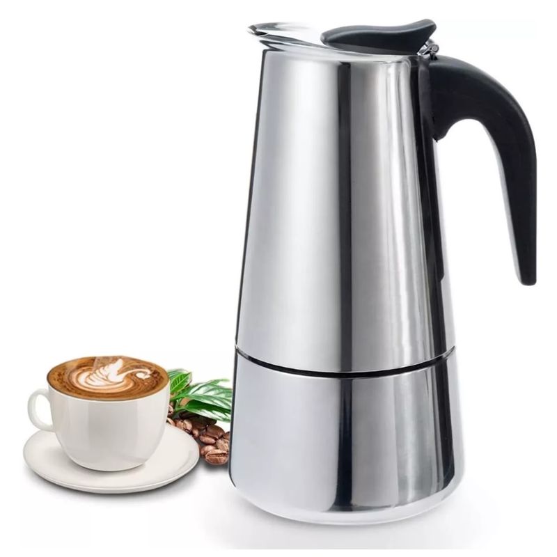 GENERICO - Cafetera manual italiana de acero inoxidable sirve 9 tazas de café espresso