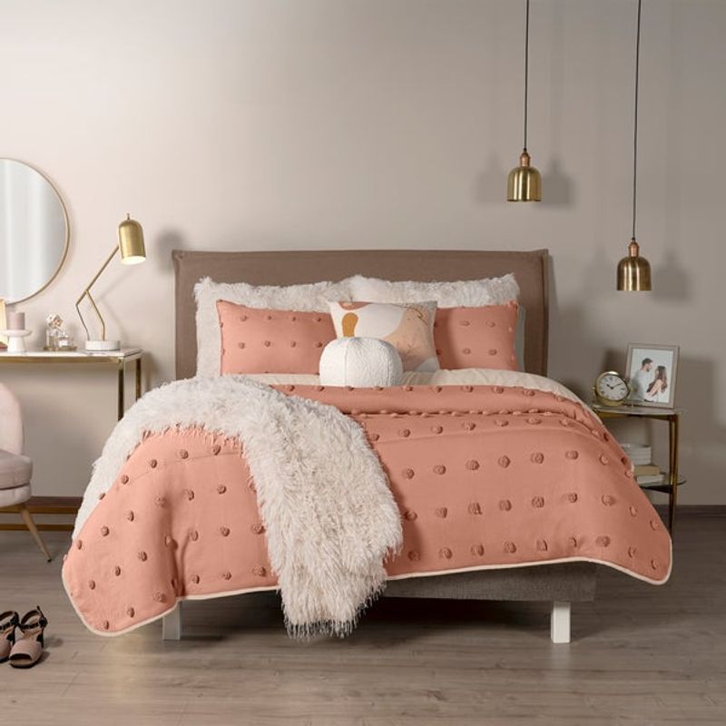VIANNEY - Juego De Edredón Roseta Talla Queen/Doble XL Moderno - Vianney