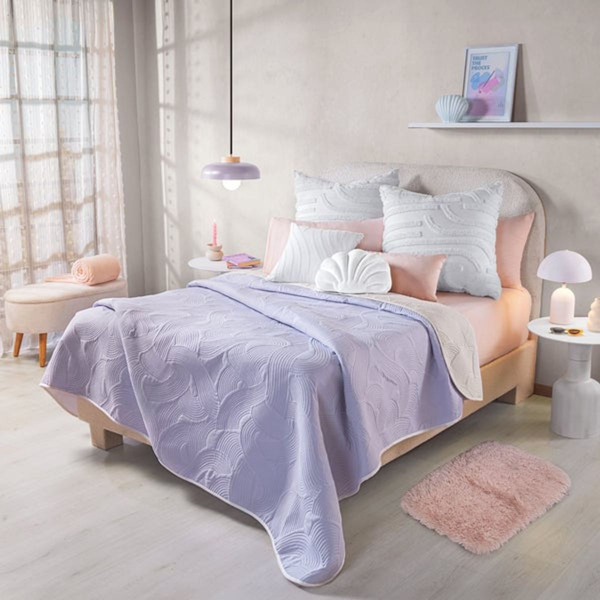 VIANNEY - Cubrelecho Novo Lilac Talla Doble Ultra Ligero, Doble Vista - Vianney