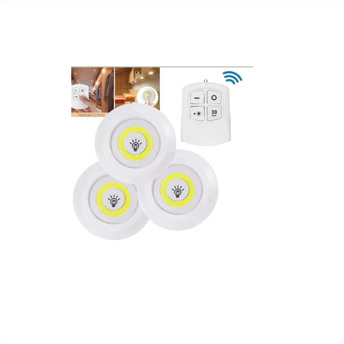 SKY - Lamparas Luz Led X3 Portatil Inalambricas Adhesivas + Control