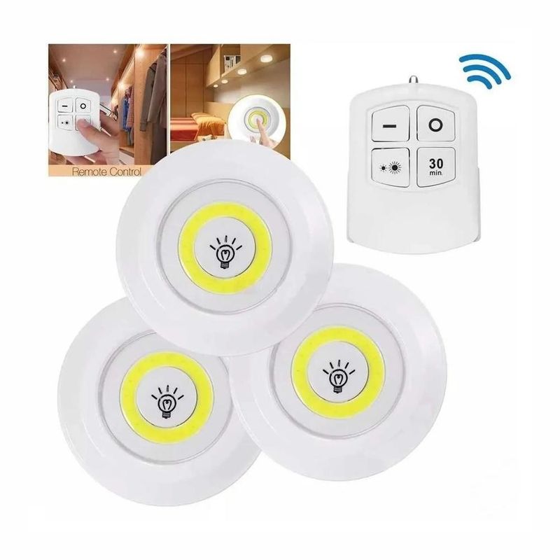 SKY - Lamparas Luz Led X3 Portatil Inalambricas Adhesivas + Control
