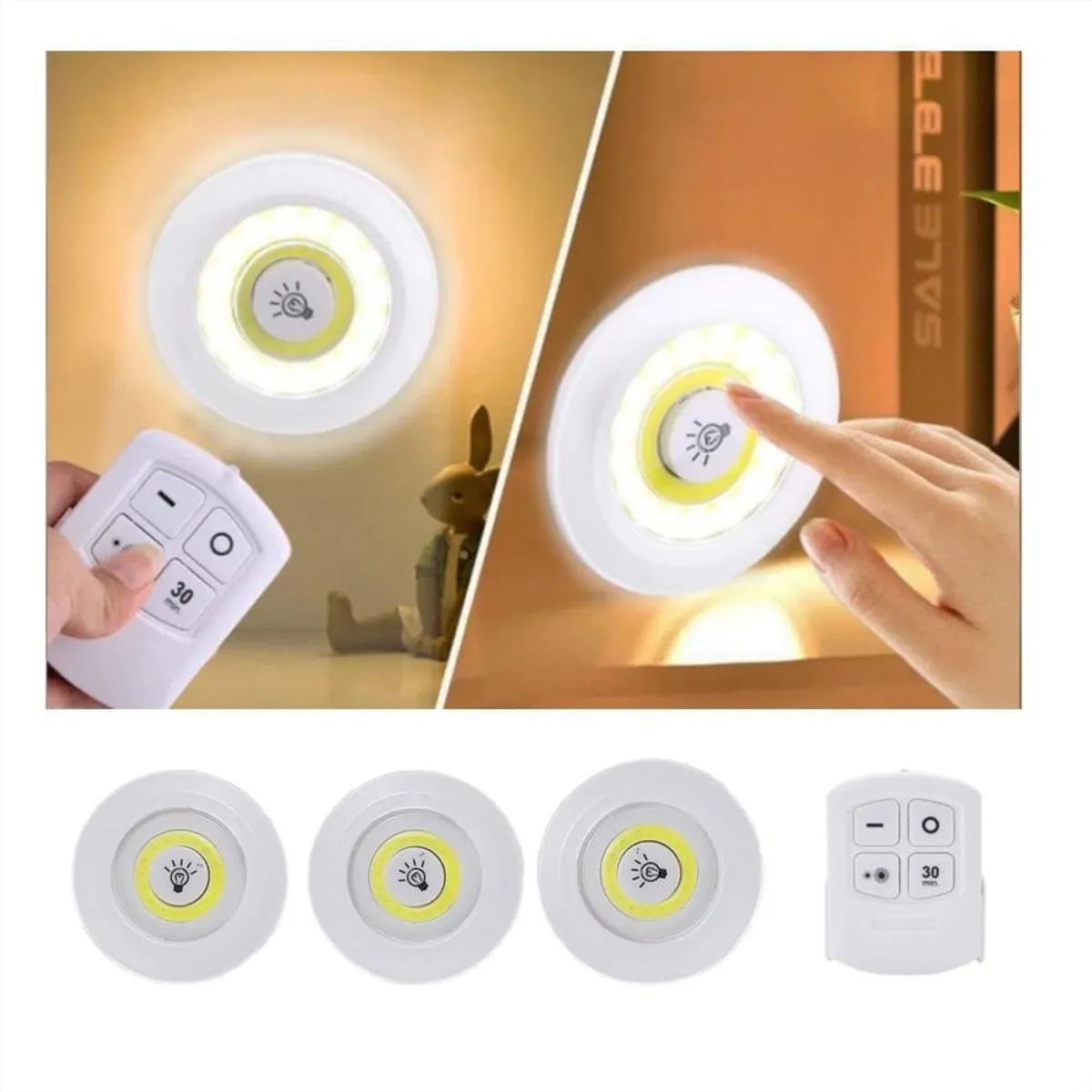 SKY - Lamparas Luz Led X3 Portatil Inalambricas Adhesivas + Control