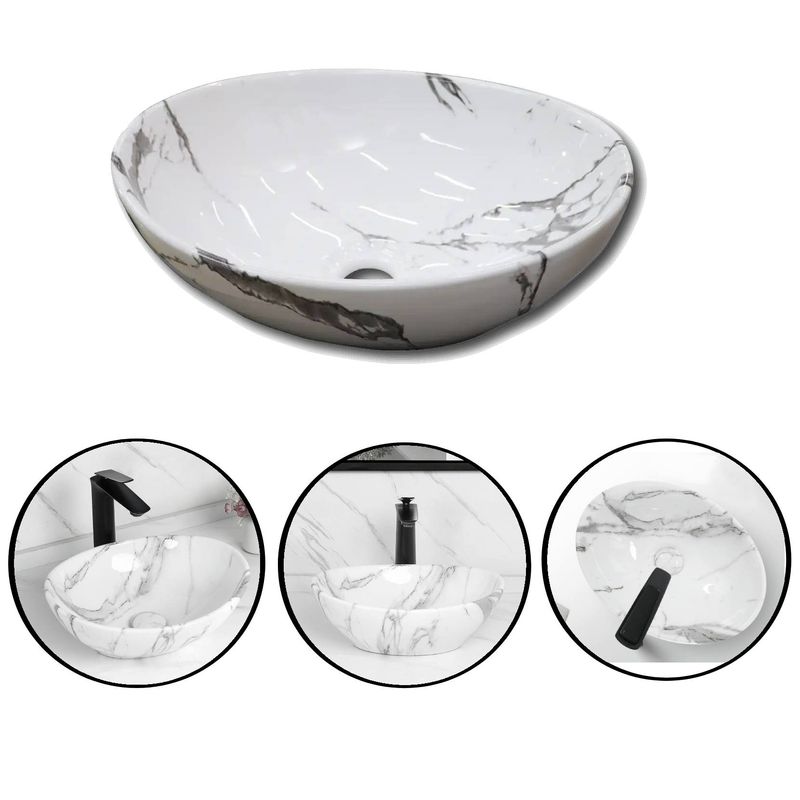 GENERICO - Lavamanos Venato Canoa Oval Vessel 40cm X 33cm Para Mueble