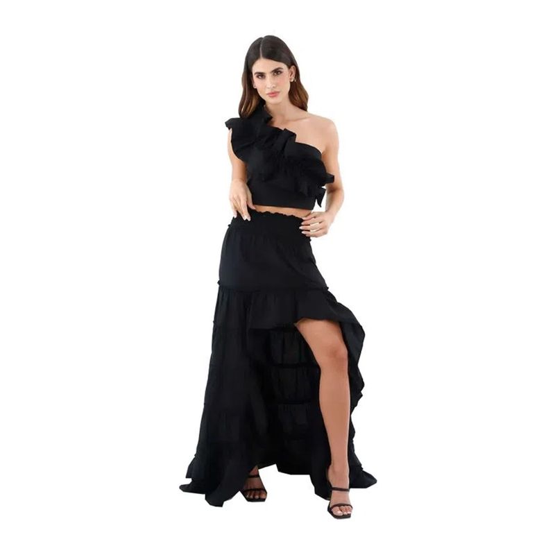 MERCEDES CAMPUZANO - Falda Larga Kelly Mercedes Campuzano de Mujer - Negro