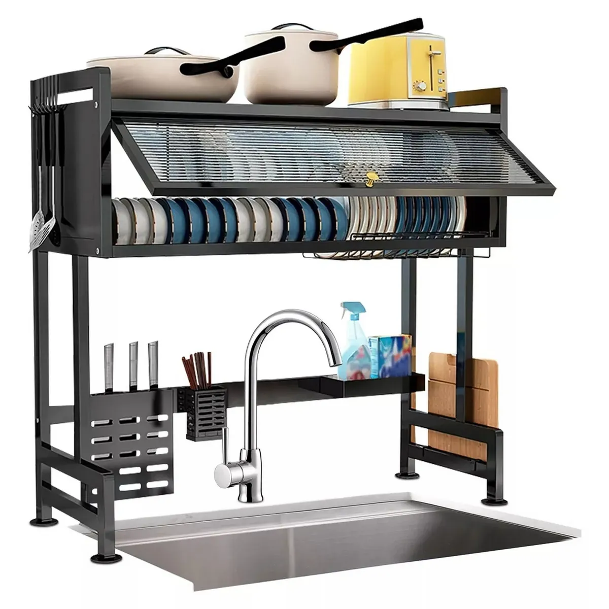 DAYOSHOP - Organizador Y Escurridor Platos Loza Con Tapa 85 Cm