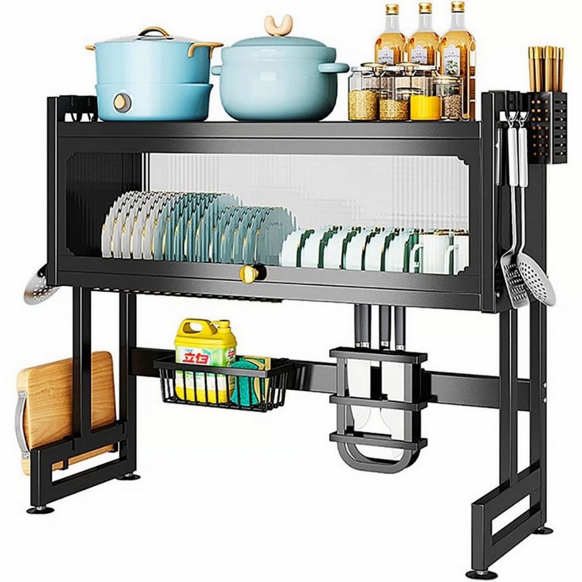 DAYOSHOP - Organizador Y Escurridor Platos Loza Con Tapa 65 Cm