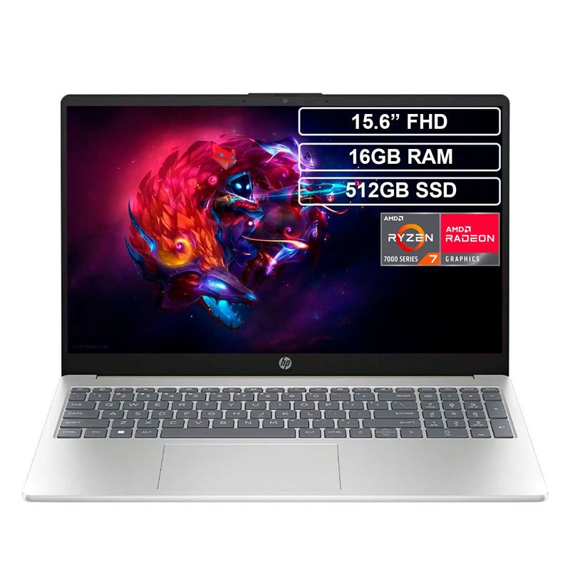 HP - Portátil HP 15-fc0012la Ryzen 7 7730U 16GB 512GB FHD 15.6