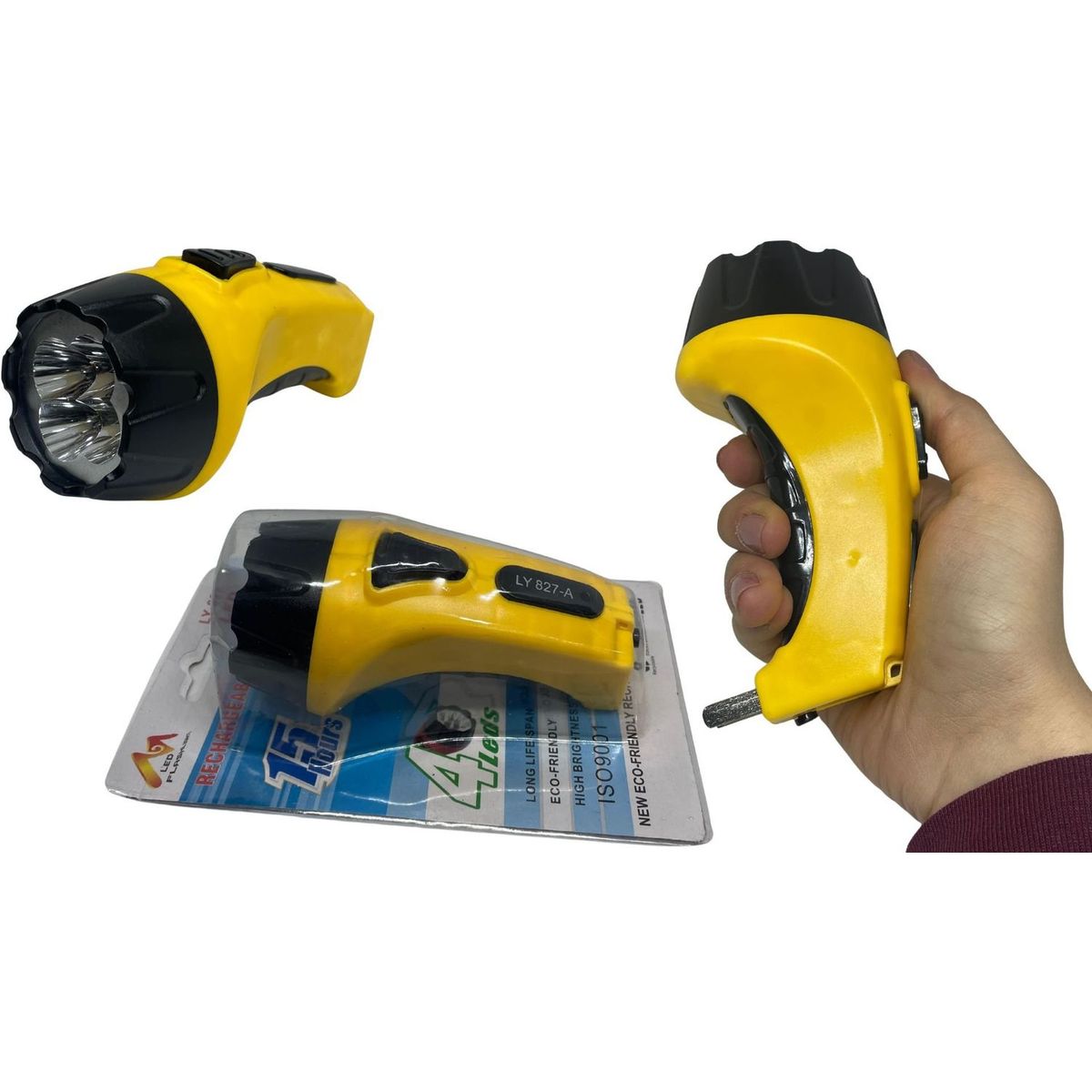 MAZUGI - Linterna pequeña reflectora 4Leds Recargable A Toma 15 horas