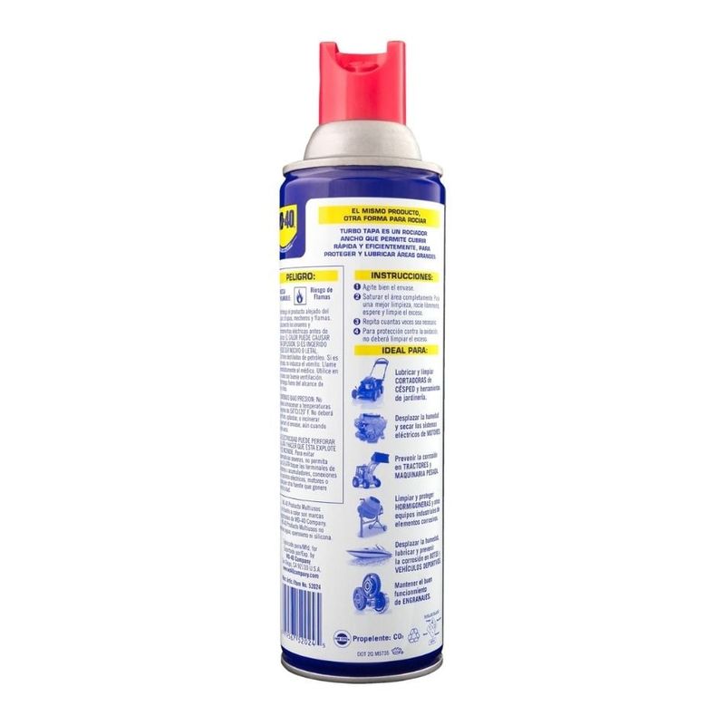 WD 40 - WD-40® Lubricante Multiusos TurboTapa 458ml - 374g - 13oz