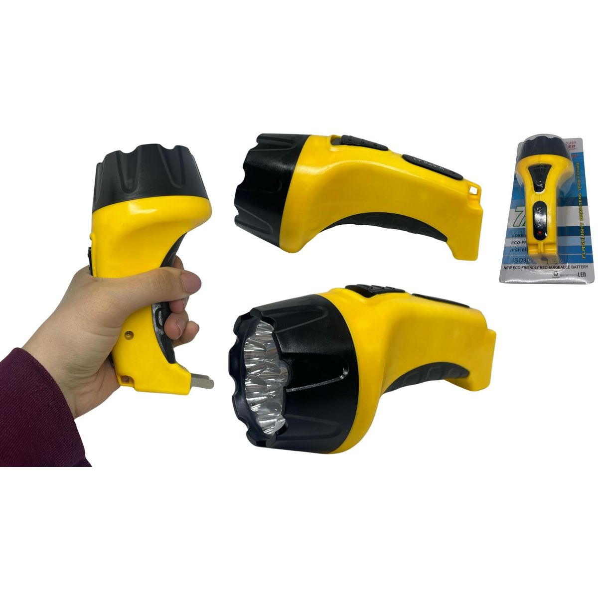 MAZUGI - Linterna mediana Reflectora 7leds Recargable A Toma +48Horas