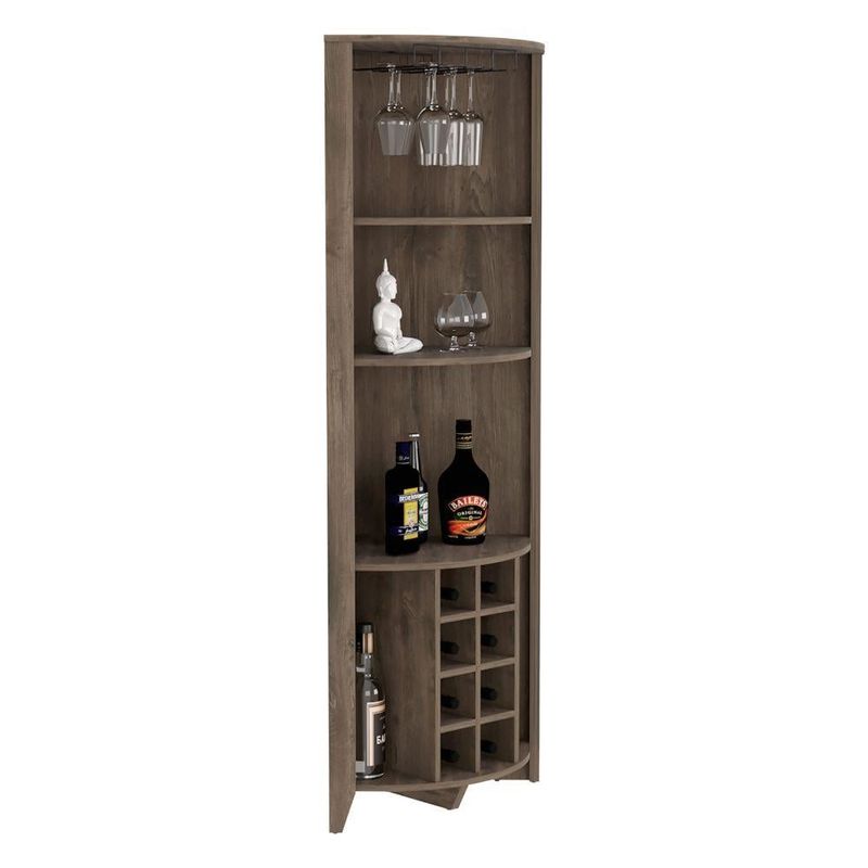 RTA DESIGN - Bar Esquinero Sarume NogalCon Amplio Espacio de Almacenamiento y Porta Copas