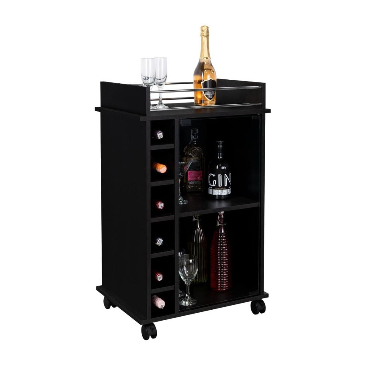 RTA DESIGN - Bar Dukaty Wengue con Rodachines Para Su Fácil Desplazamiento