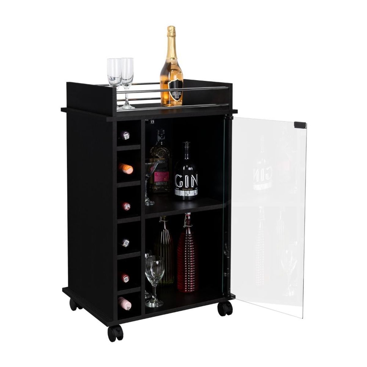 RTA DESIGN - Bar Dukaty Wengue con Rodachines Para Su Fácil Desplazamiento