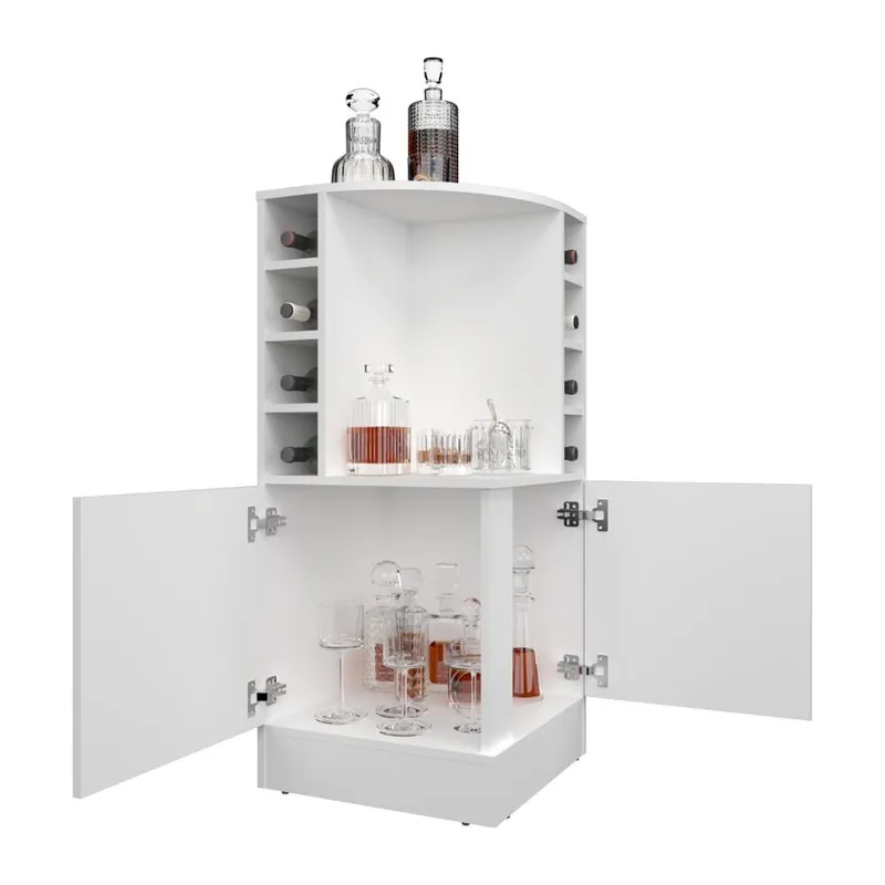 RTA DESIGN - Bar Bajo Jake Blanco con espacio para organizar licores ZF