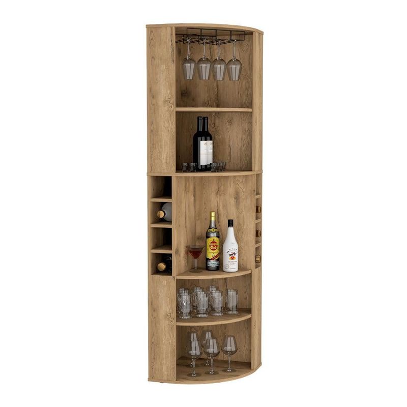 RTA DESIGN - Bar Esquinero Nabod Macadamia con espacio para organizar licores ZF