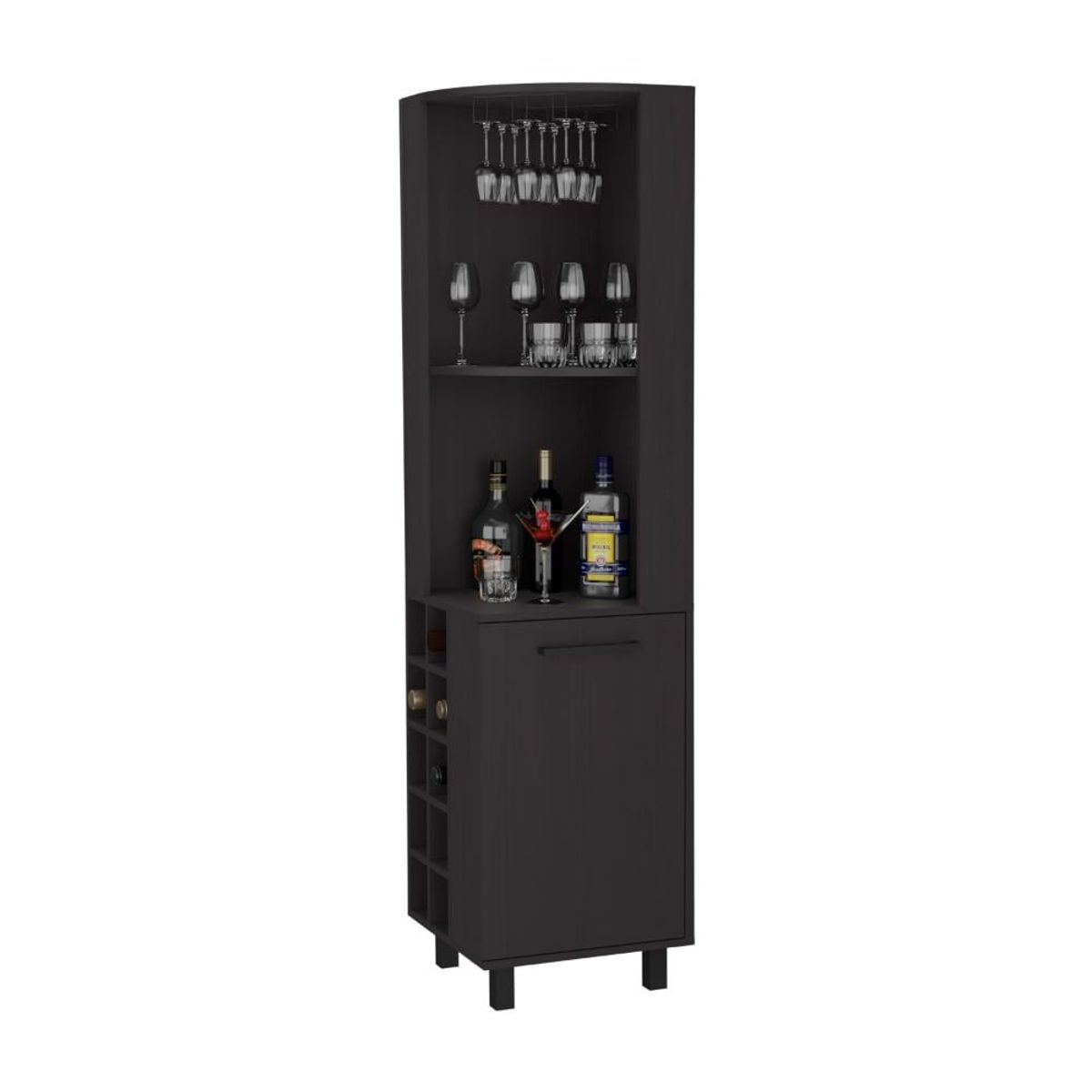 RTA DESIGN - Bar Esquinero Wesley Wengue con dos Entrepaños y Puerta ZF