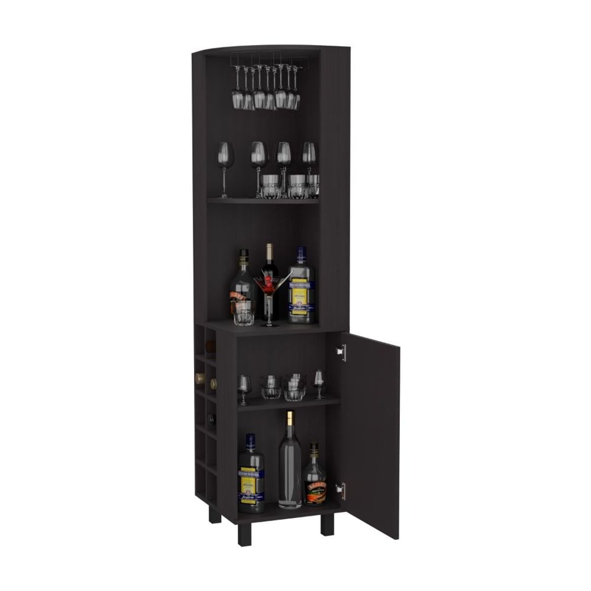 RTA DESIGN - Bar Esquinero Wesley Wengue con dos Entrepaños y Puerta ZF
