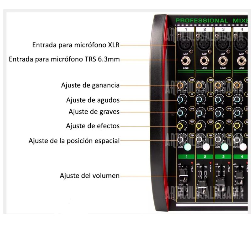 GENERICO - Consola Mixer Wvngr De 4 Canales Phantom Power 48v Bluetooth