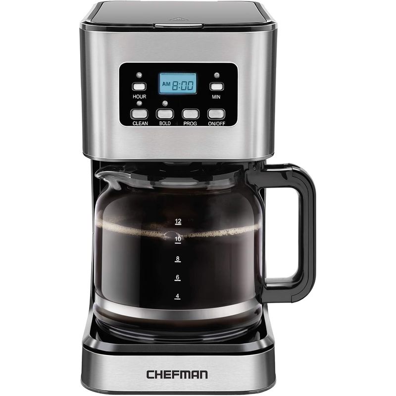 CHEFMAN - Cafetera Programable Chefman 12 Tazas Acero Inoxidable Auto Apagado