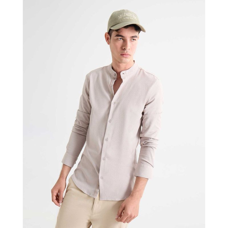 SEVEN SEVEN - Camisa Para Hombre Manga Larga Sin Bolsillo Cuello Neru Color Piel Marca Seven Seven #45012118