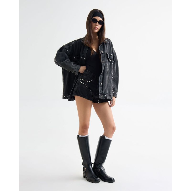 SEVEN SEVEN - Short Para Mujer Multiusos Plano Color Negro Marca Seven Seven #28191079