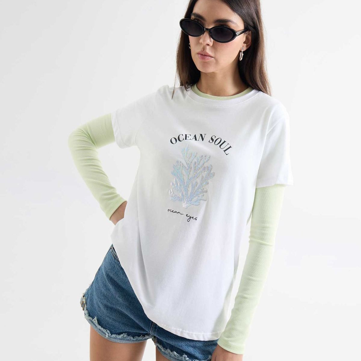 SEVEN SEVEN - Camiseta De Mujer  Color Crudo Marca Seven Seven #28096201