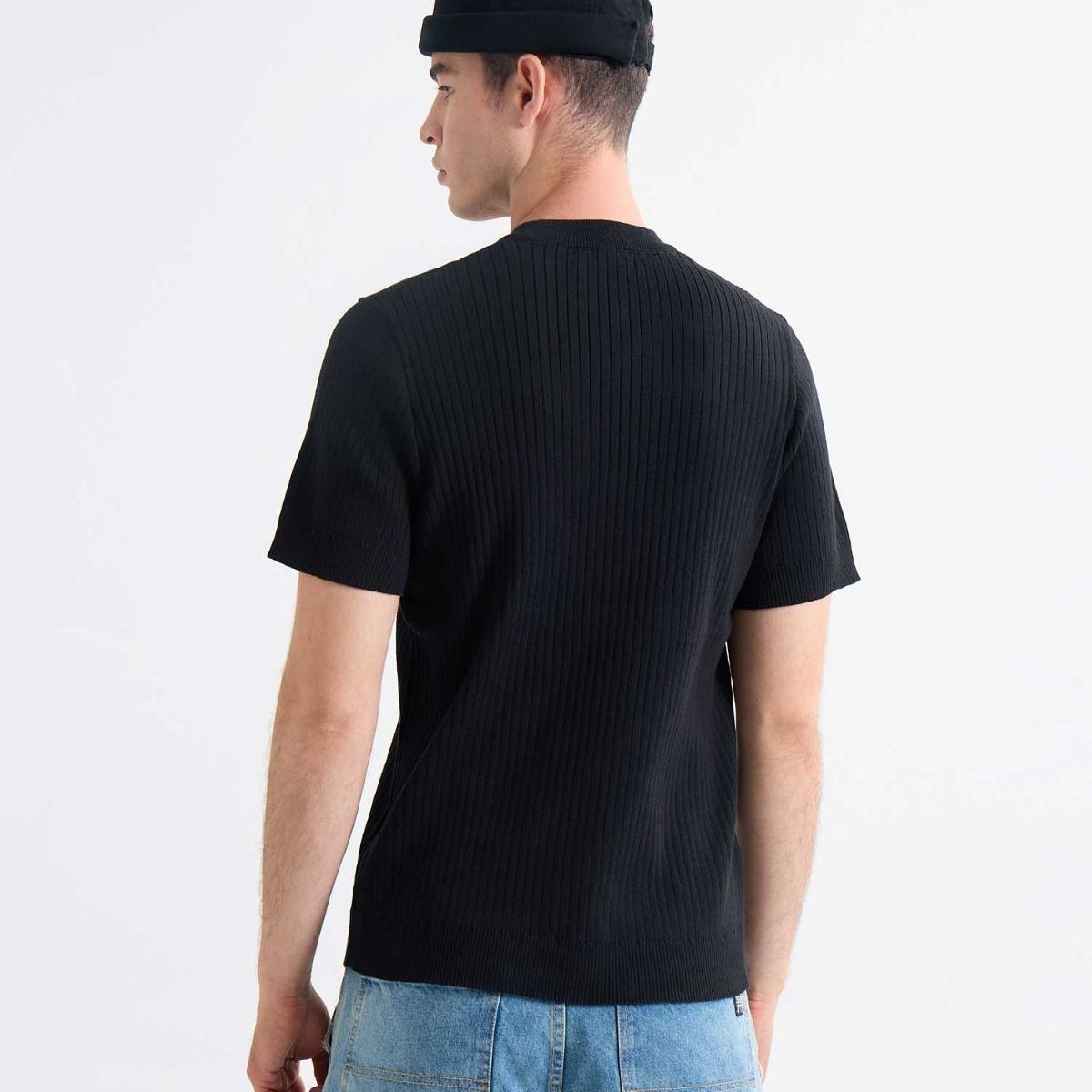 SEVEN SEVEN - Camiseta Tejido Tricot  Para Hombre Negro Seven Seven