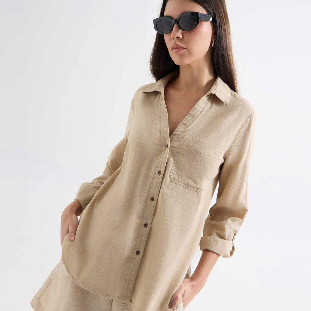 SEVEN SEVEN - Blusa Para Mujer Manga Larga Color Beige Marca Seven Seven #28124018