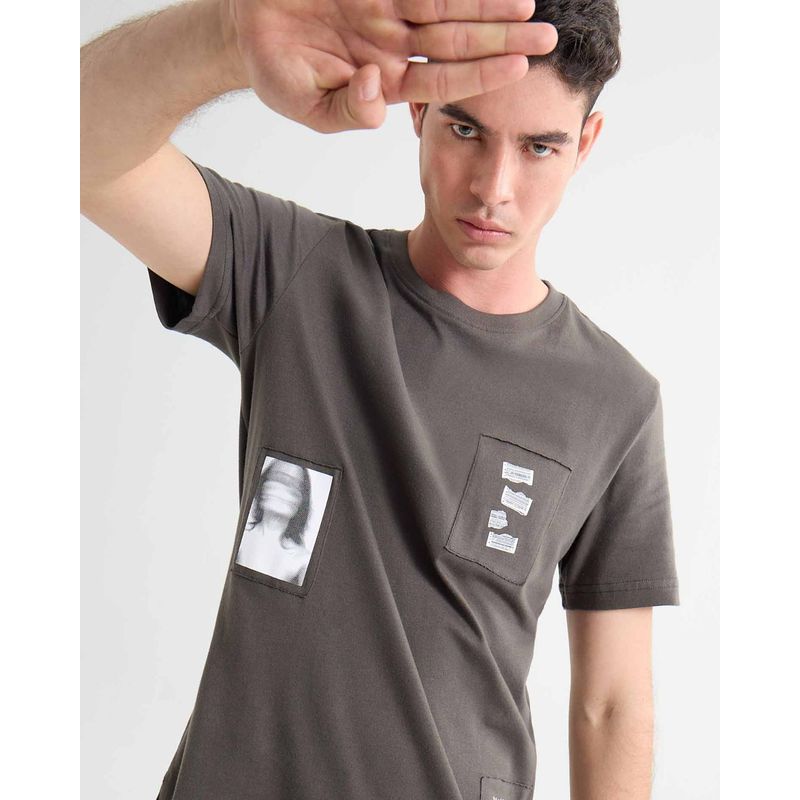 SEVEN SEVEN - Camiseta Para Hombre Manga Corta Cuello Redondo Color Gris Marca Seven Seven #45092666