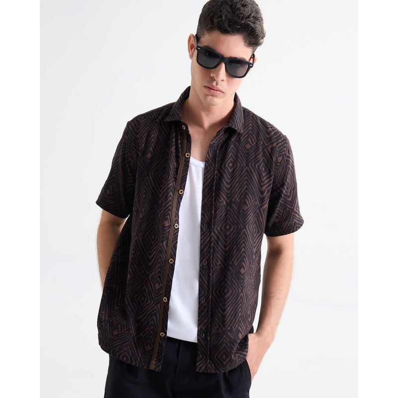 SEVEN SEVEN - Camisa Para Hombre Manga Corta Sin Bolsillo Cuello Casual M Color Café Marca Seven Seven #45012126