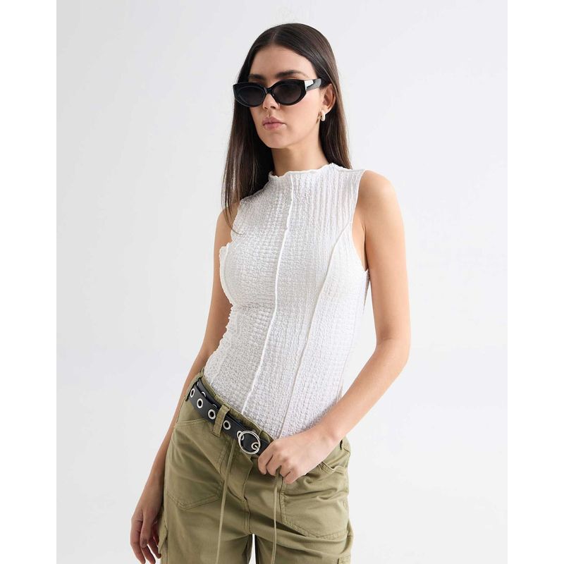 SEVEN SEVEN - Camiseta Para Mujer Manga Sisa Cuello Alto Color Crudo Marca Seven Seven #28096279
