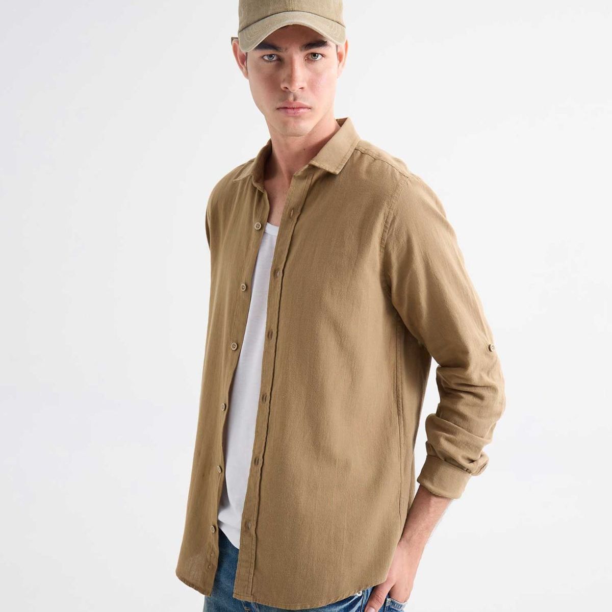 SEVEN SEVEN - Camisa De Hombre  Color Camel Marca Seven Seven #45012105