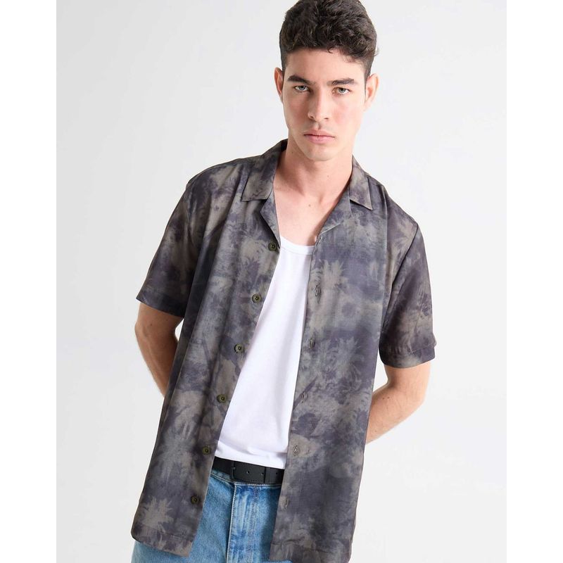 SEVEN SEVEN - Camisa Para Hombre Manga Corta Sin Bolsillo Cuello Resort Color Verde Marca Seven Seven #45012132