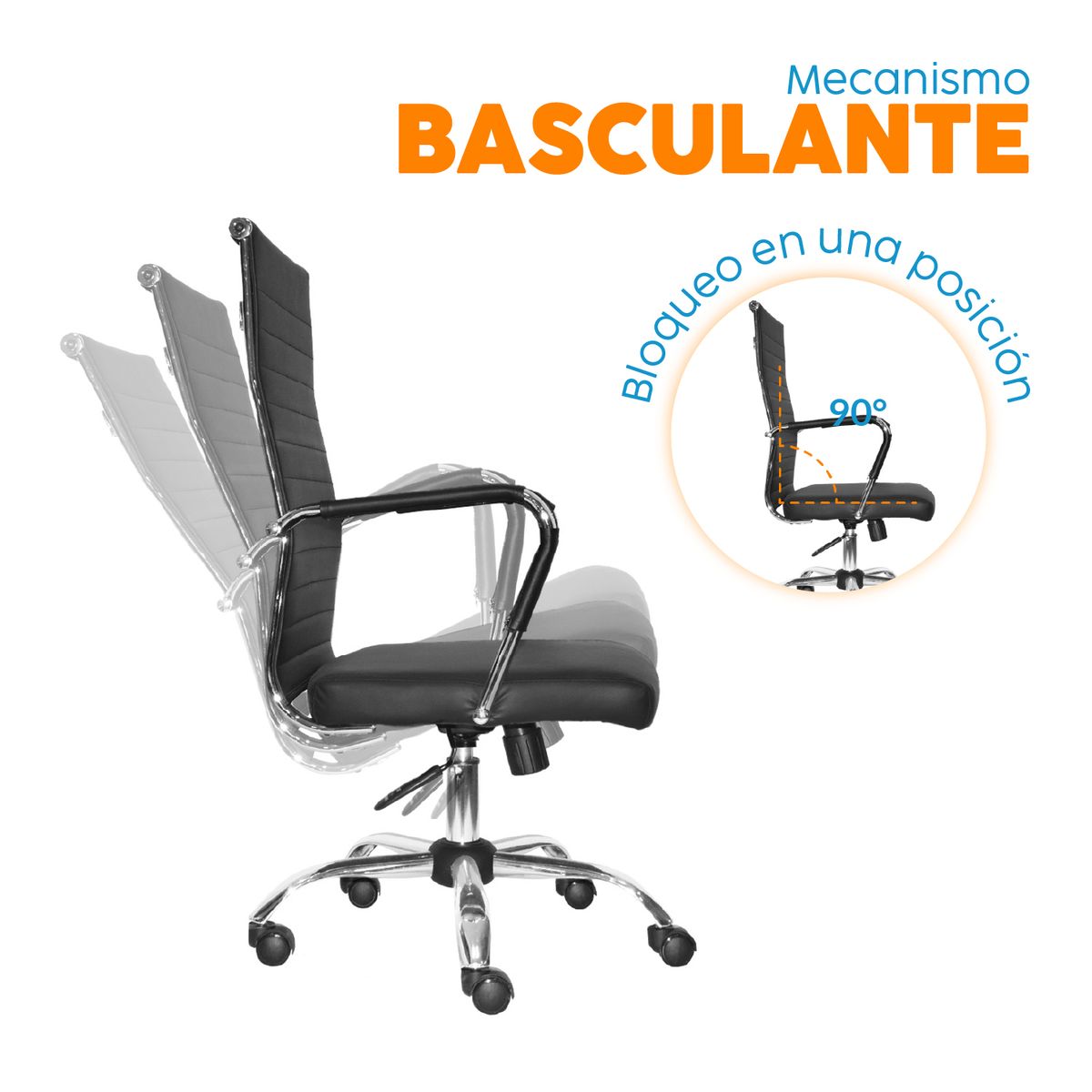 BONNO - Silla Escritorio Odra Espaldar Alto Negro Bonno