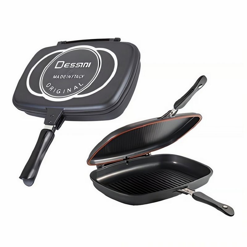 DAYOSHOP - Sartén Doble Parrilla 36 Cms Antiadherente Dessini Italiana