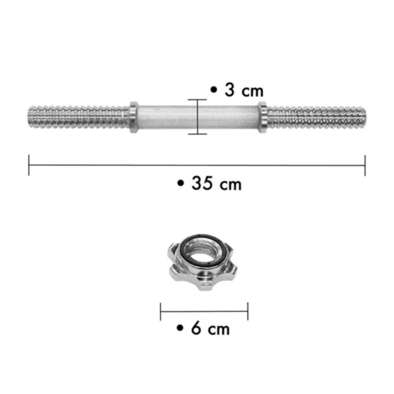 HOMESALE - Combo de 2 Mancuernas  de acero cromado 35cm/ diametro 3cm