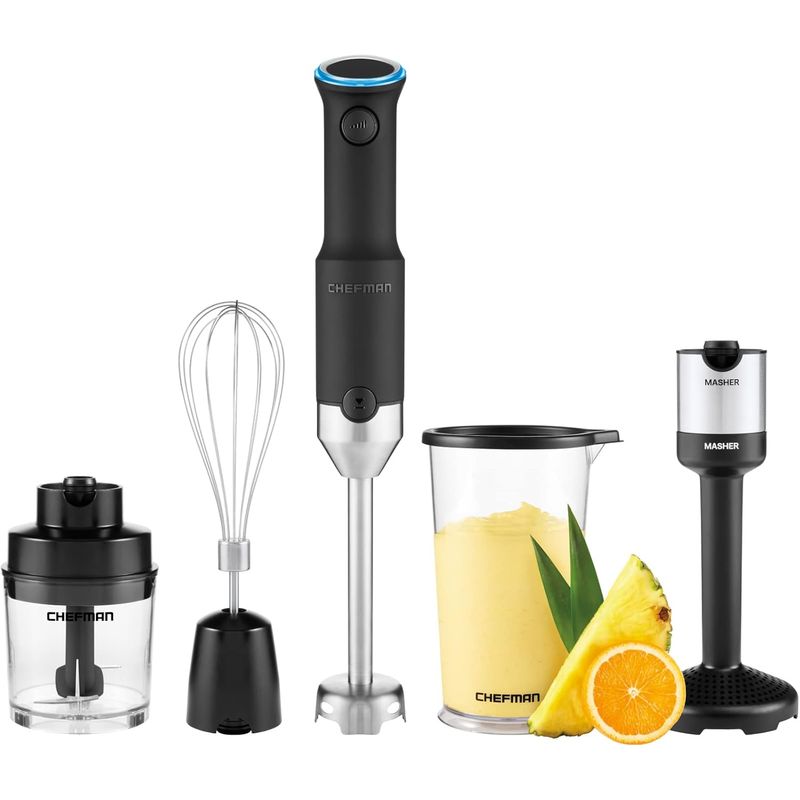 CHEFMAN - Batidora de Inmersión CHEFMAN 5 en 1 Potente y Portátil