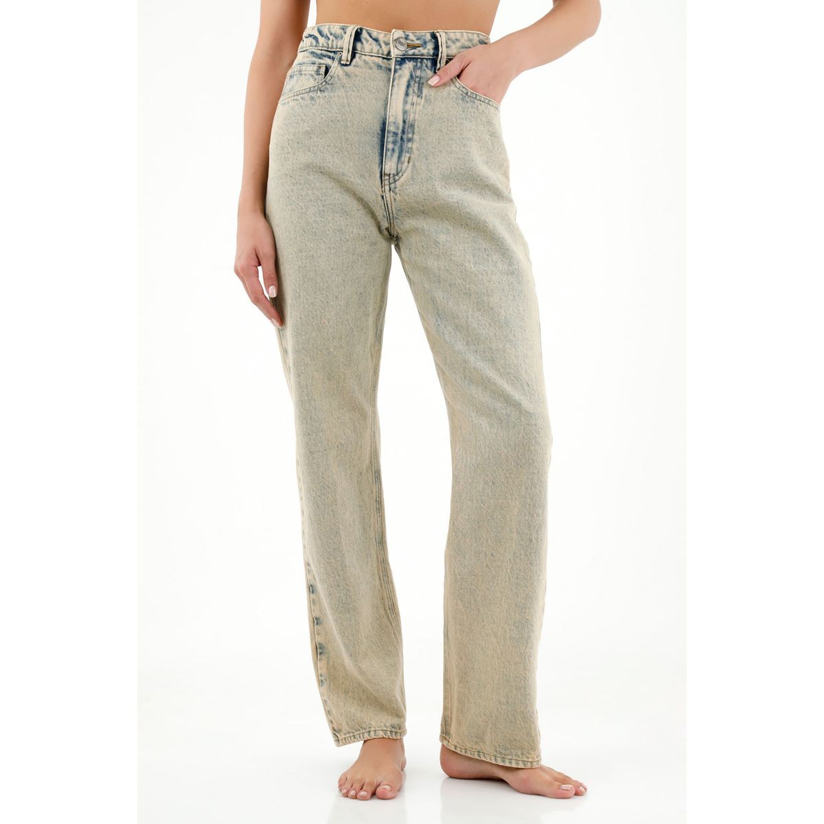 TENNIS - Jean azul de tiro alto para mujer