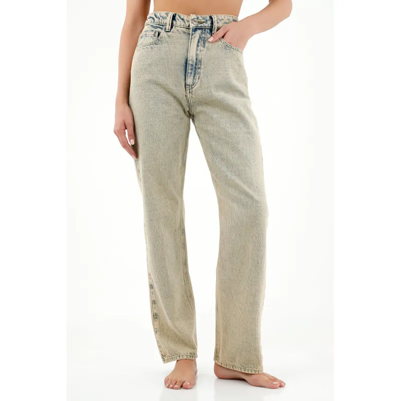 TENNIS - Jean azul de tiro alto para mujer