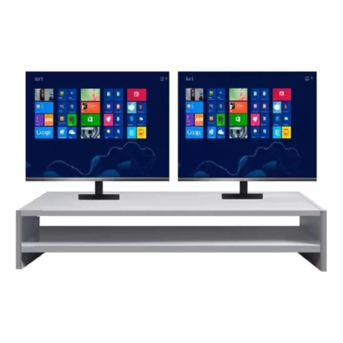 GENERICO - Elevador Monitor Escritorio Soporte De Pantalla Pc Dos Niveles Blanco