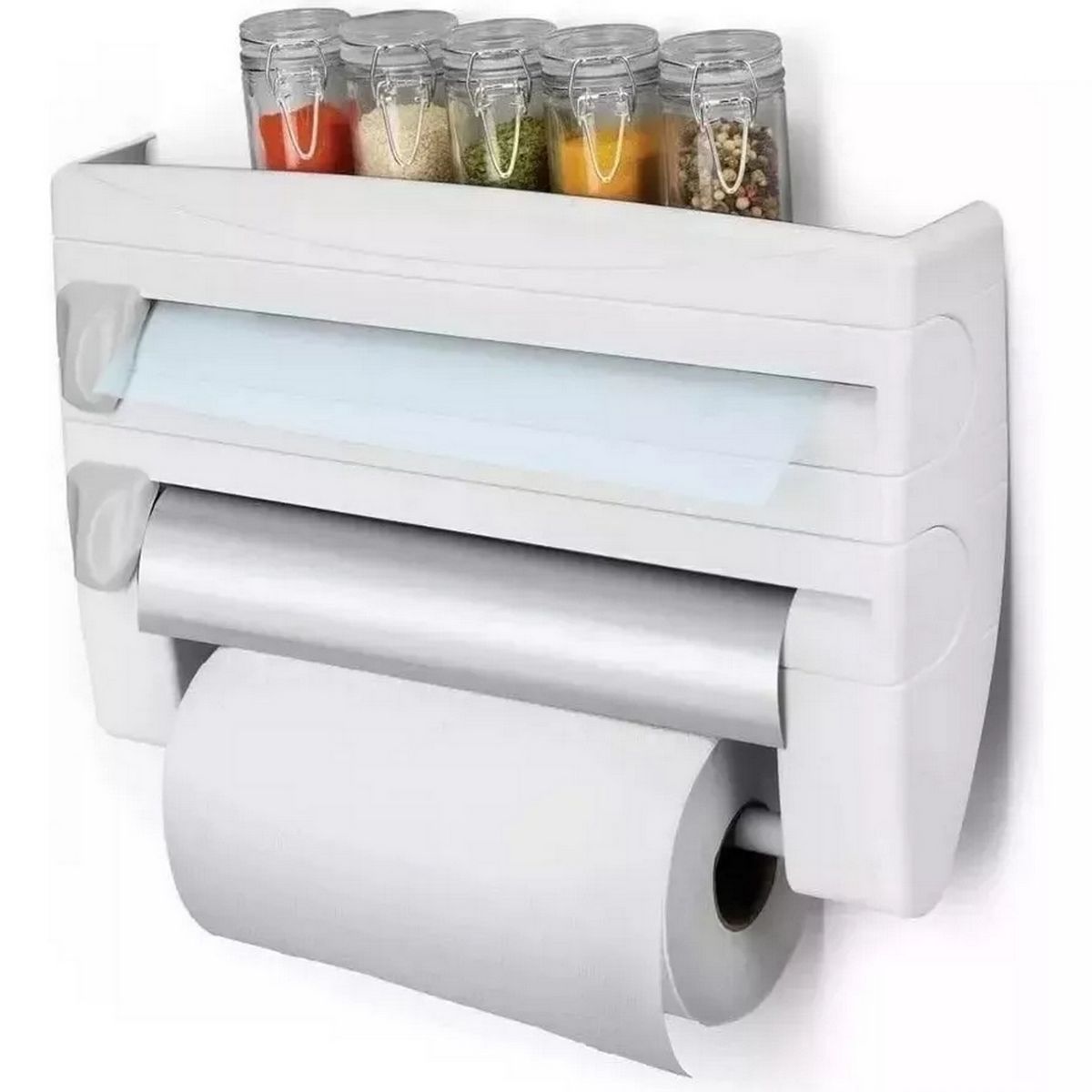 DAYOSHOP - Dispensador De Papel Cocina 4 En 1 Toallas Aluminio Plastico