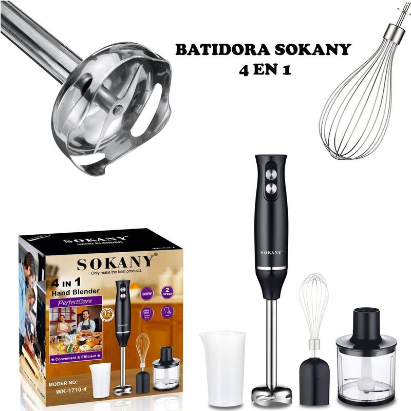 SOKANY - Batidora De Mano Inmersión 4 En 1 Acero Inoxidable Sokany