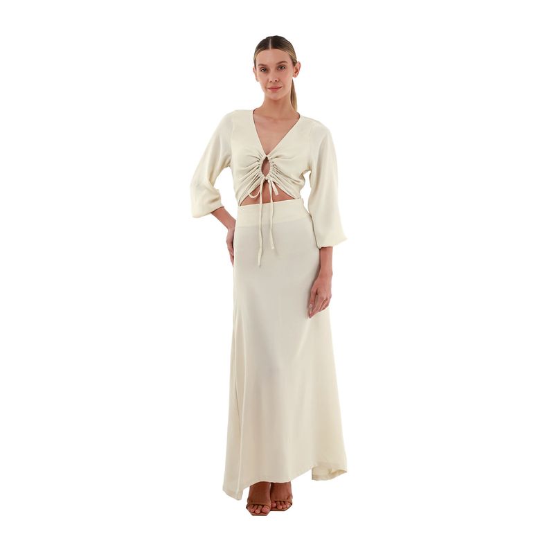MERCEDES CAMPUZANO - Vestido Largo Angelina Mercedes Campuzano de Mujer Marfil