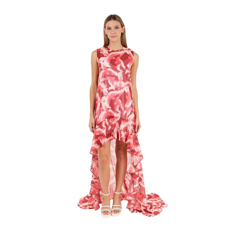 MERCEDES CAMPUZANO - Vestido Largo Aviva Estampado Rojo