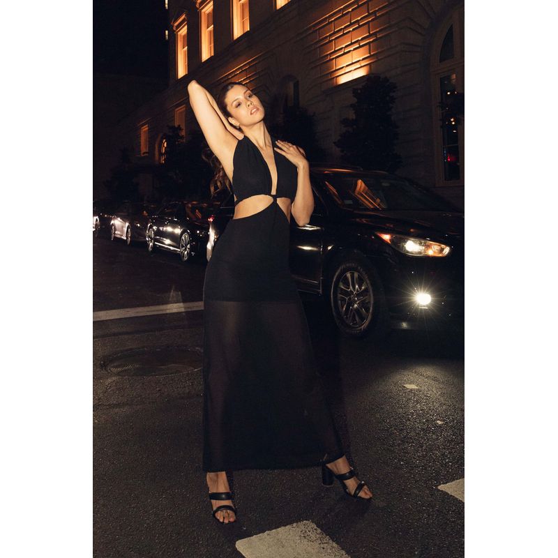 MERCEDES CAMPUZANO - Vestido Largo Scarlett Mercedes Campuzano de Mujer Negro